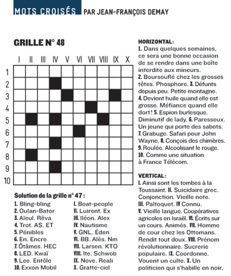 Exemple de mots croisés